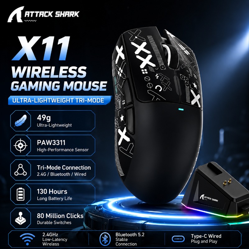 Pc Gaming Mini - ATTACK SHARK X11 Kablosuz Oyun Mouse'u