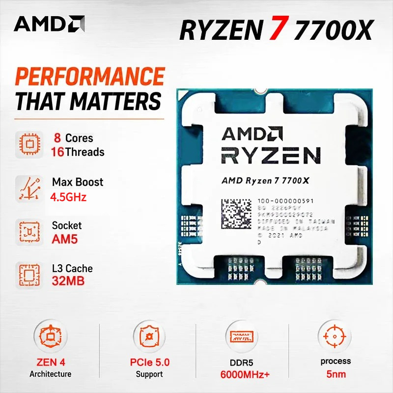 AMD Ryzen 7 7700X CPU 4.5GHz,8 - Amd Cpu Ryzen 7 incelemesi ve fiyatı