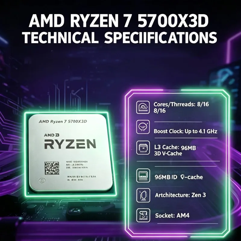AMD Ryzen 7 5700X3D, 8 çekirde - Amd Cpu Ryzen 7 incelemesi ve fiyatı